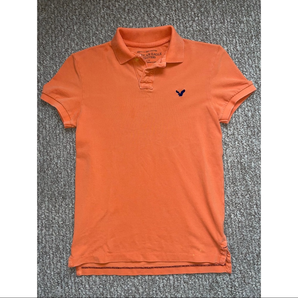 American Eagle Orange Athletic Fit Polo Shirt